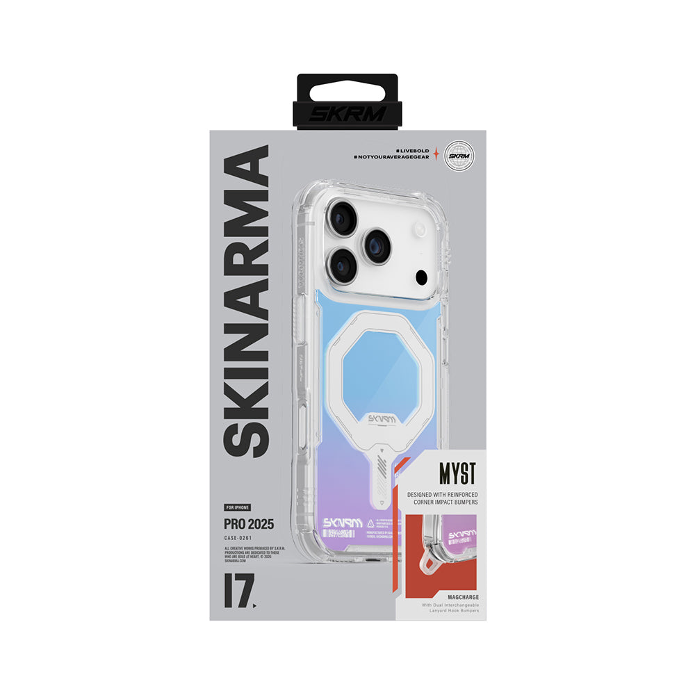 Skinarma iPhone 17 Pro M-Safe Şarj Özellikli IML Baskılı Holografik MYST Kılıf Skinarma iPhone 17 Pro M-Safe Şarj Özellikli IML Baskılı Holografik MYST Kılıf